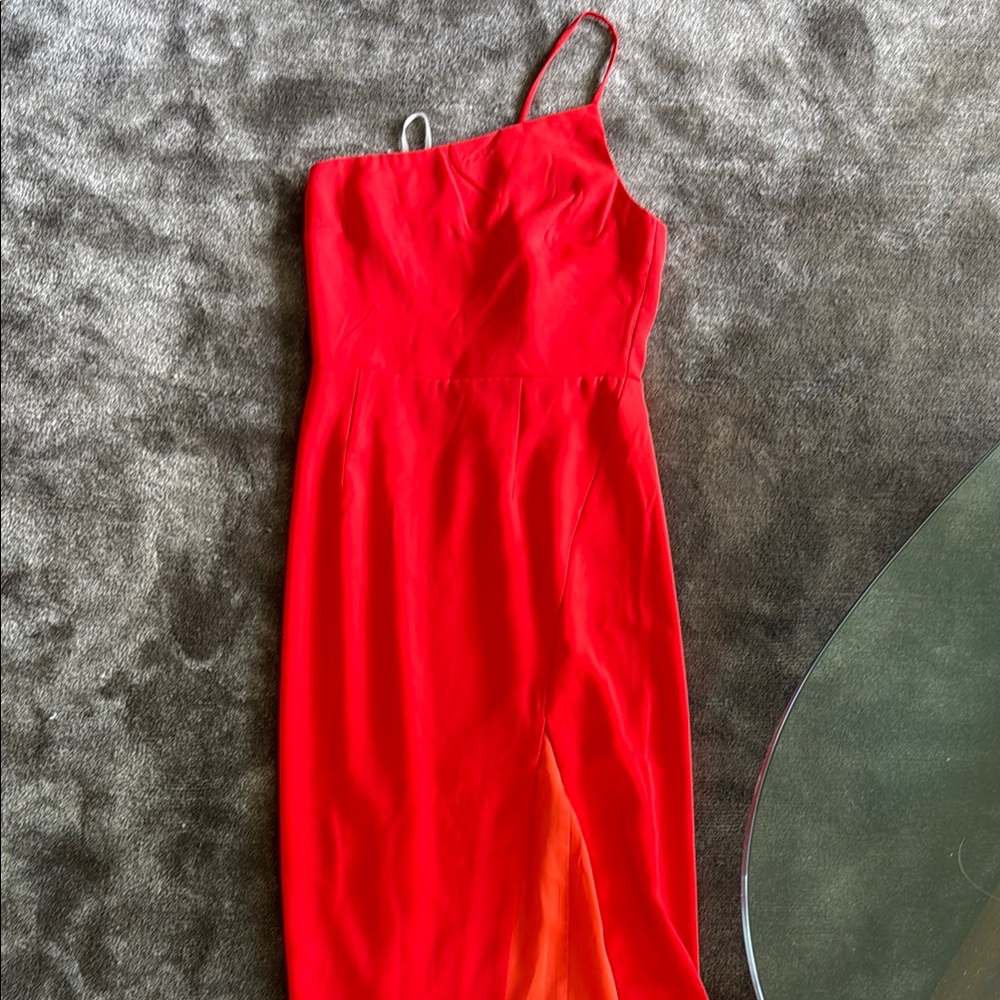 Lovers + Friends One Shoulder Red and Orange Dress